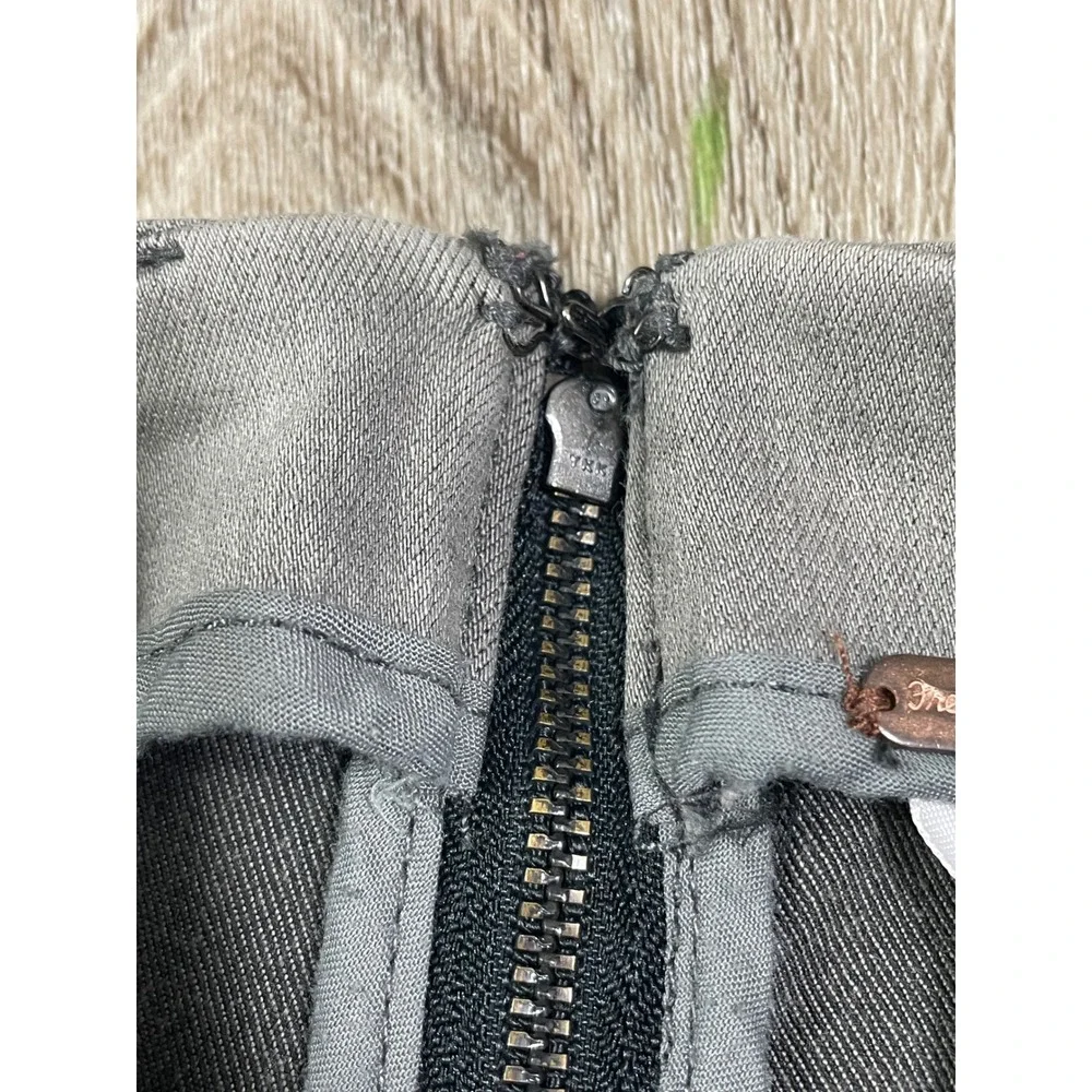 Free People Modern Femme Mini Skirt Womens 6 Gray Stretch Denim A Line